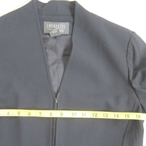 Lafayette 148 New York Jacket Blazer Zip Up Navy - Picture 4 of 7